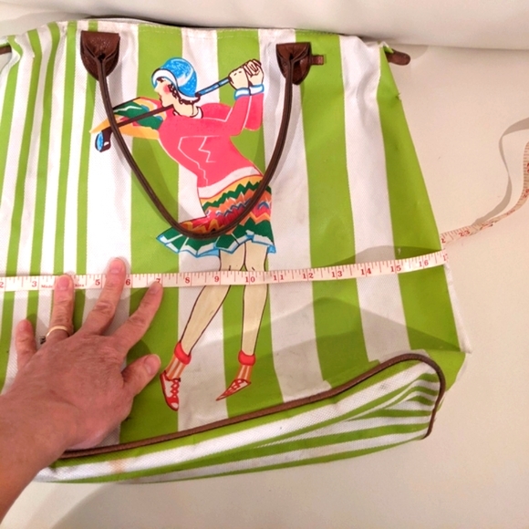 Vintage Golf bag canvas leather handle straps fairway Links - Picture 10 of 16